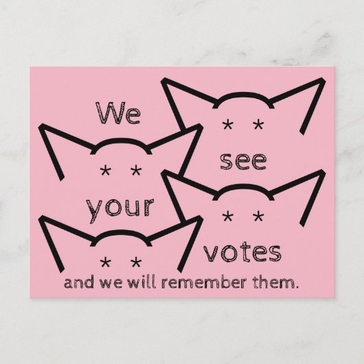 Wij zien uw stem en zullen ons verzetten briefkaart (Voorkant)