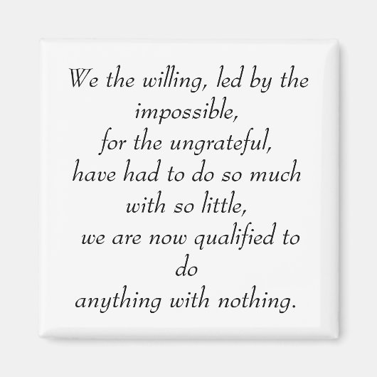 Wij zijn bereid, geleid door het onmogelijke, voor magneet (Voorkant)