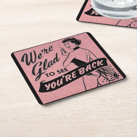 Wij zijn blij dat u terug bent kartonnen onderzetters (Schuin)