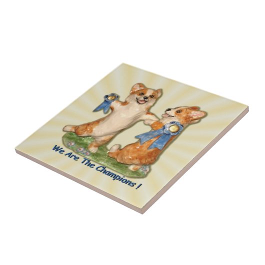 Wij zijn de Champions Corgi Tile Tegeltje (Zijkant)