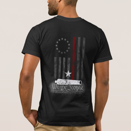 WIJ ZIJN DE MENSEN RODE LIJN AMERIKAANSE VLAG T-SHIRT (Achterkant)