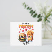Wij zijn een perfecte lucifer burger met friet briefkaart (Staand voorkant)