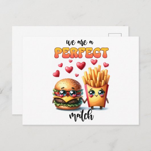 Wij zijn een perfecte lucifer burger met friet briefkaart (Voorkant / Achterkant)