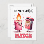 Wij zijn een perfecte match Funny Punny Valentijn Briefkaart (Voorkant / Achterkant)