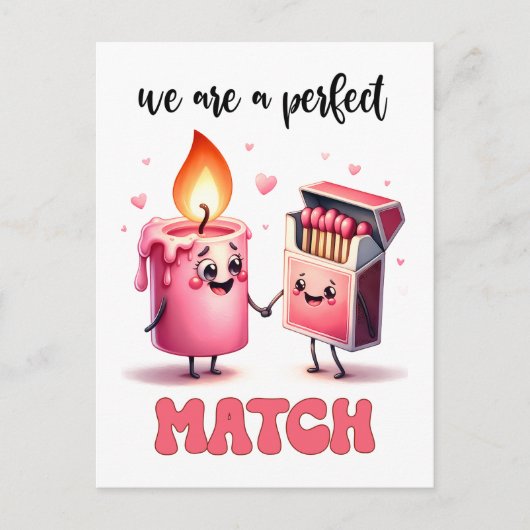 Wij zijn een perfecte match Funny Punny Valentijn Briefkaart (Voorkant)