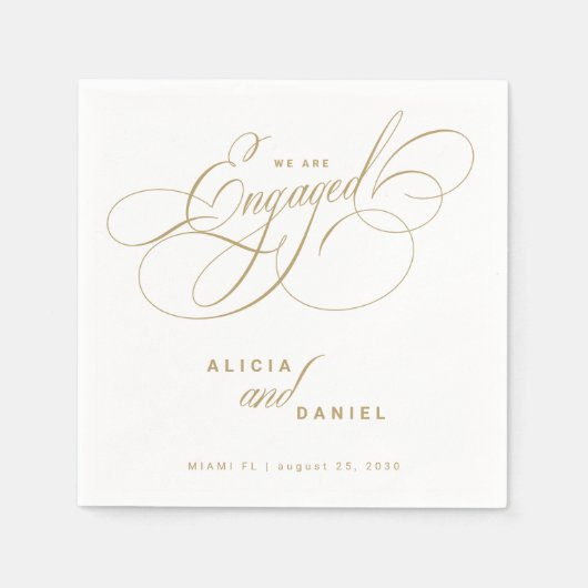 Wij zijn een verloofd gouden verlovingsfeest servet (Voorkant)