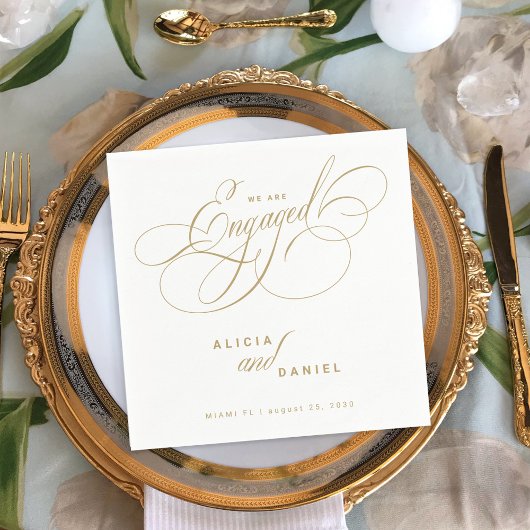 Wij zijn een verloofd gouden verlovingsfeest servet