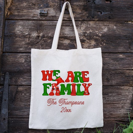 Wij zijn familie gepersonaliseerde matching kerst  tote bag