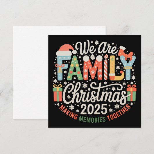 Wij zijn familie Kerstmis 2025 kerstvakantie Feestdagenkaart (Voorkant / Achterkant)