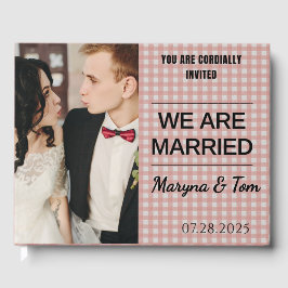 Wij Zijn Getrouwd Persoonlijk – Wit en Roze Blokke Gastenboek