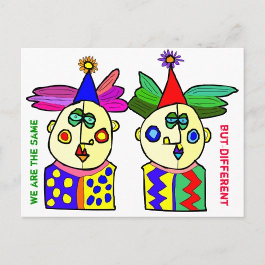 wij zijn het zelfde, maar verschillend briefkaart (Voorkant)
