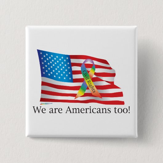 Wij zijn ook Amerikanen! Knoop Vierkante Button 5,1 Cm (Voorkant)