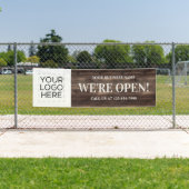 Wij zijn Open Business Logo Rustic Wood Spandoek (Insitu)