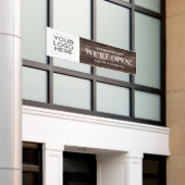 Wij zijn Open Business Logo Rustic Wood Spandoek (Buitenkant Gebouw)