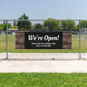Wij zijn Open Business Rustic Wood Spandoek (Insitu)