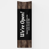 Wij zijn Open Business Rustic Wood Spandoek (Verticaal)