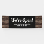 Wij zijn Open Business Rustic Wood Spandoek (Horizontaal)
