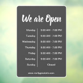 Wij zijn open grijze openingstijden raamsticker (Vel 3)
