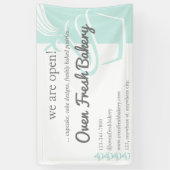 Wij zijn Open Mint Green Cupcake Bakery Business Spandoek (Verticaal)