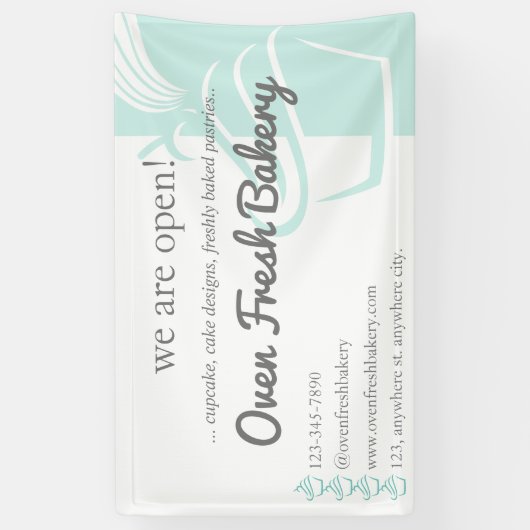 Wij zijn Open Mint Green Cupcake Bakery Business Spandoek (Verticaal)