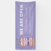 Wij zijn Open Pastry Chef Macaroon Paarse Zaken Spandoek (Verticaal)