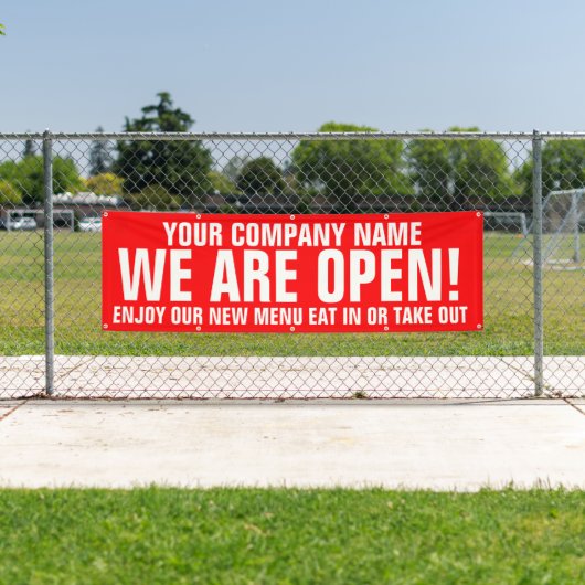 Wij zijn open retail en food business signage spandoek (Insitu)