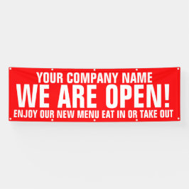 Wij zijn open retail en food business signage spandoek