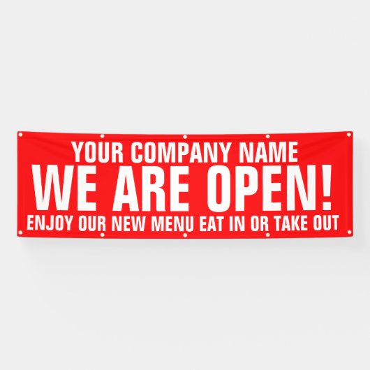 Wij zijn open retail en food business signage spandoek (Horizontaal)