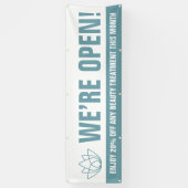 Wij zijn open schoonheidszaken blauwgroen witte lo spandoek (Verticaal)