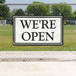 Wij zijn Open Simple Black and White Business Spandoek