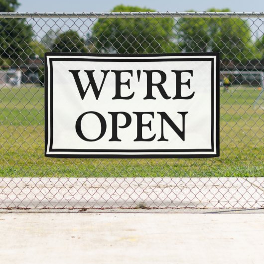 Wij zijn Open Simple Black and White Business Spandoek (Insitu)