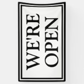 Wij zijn Open Simple Black and White Business Spandoek (Verticaal)