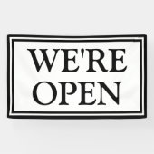 Wij zijn Open Simple Black and White Business Spandoek (Horizontaal)