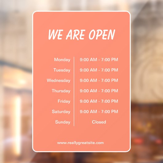 Wij zijn open Uren Bedrijfstijd Wit Schrift Raamsticker (Vel 2)