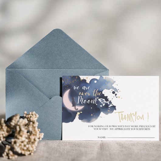 Wij zijn over de maan babyshower maan dank u kaart