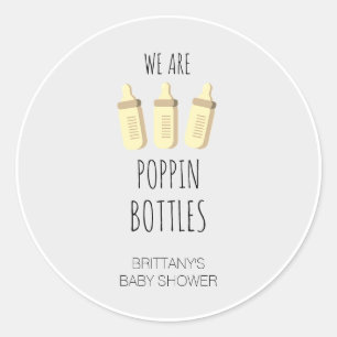 Wij zijn Popping Bottles Baby shower Ronde Sticker