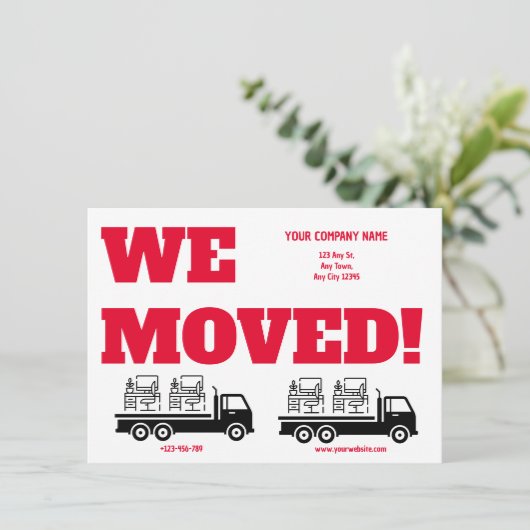 Wij zijn verhuisd Bedrijfsverhuizing Aankondiging (Staand voorkant)