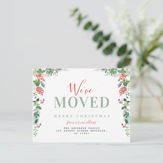 wij zijn verhuisd kerst verhuisbericht  briefkaart (Staand voorkant)