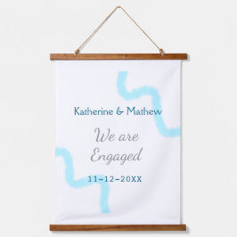 Wij zijn verloofd blauw grijs waterverf spiraal st hangend wandkleed