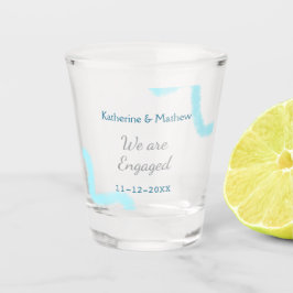 Wij zijn verloofd blauw grijs waterverf spiraal st shot glas