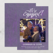 Wij zijn verloofd Foto Paarse en Witte Verlovingsk Aankondiging (Voorkant / Achterkant)