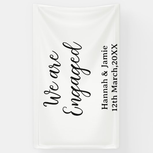 Wij zijn verloofd koppel naam datum kalligrafie spandoek (Verticaal)