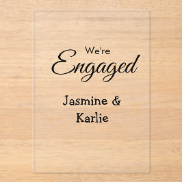 Wij zijn verloofd koppel naam romantisch stijlvol  acryl uitnodigingen