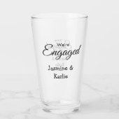 Wij zijn verloofd koppel naam romantisch stijlvol glas (Achterkant)