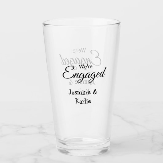 Wij zijn verloofd koppel naam romantisch stijlvol glas (Voorkant)