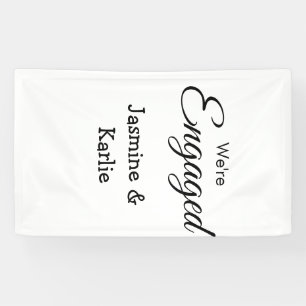 Wij zijn verloofd koppel naam romantisch stijlvol spandoek