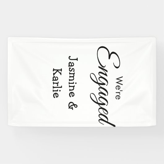 Wij zijn verloofd koppel naam romantisch stijlvol spandoek (Horizontaal)