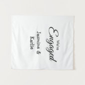 Wij zijn verloofd koppel naam romantisch stijlvol wandkleed (Voorkant (horizontaal))