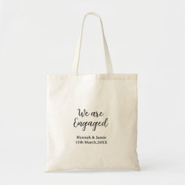 Wij zijn Verloofd naam datum kalligrafie Tote Bag