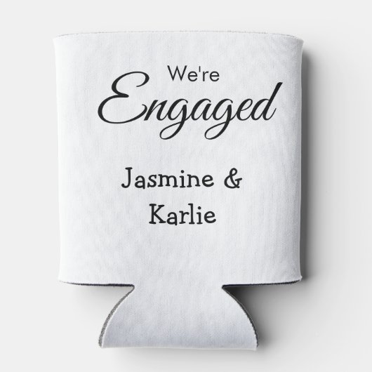 Wij zijn verloofd naam romantisch stijlvol eenvoud blikjeskoeler (Achterkant)